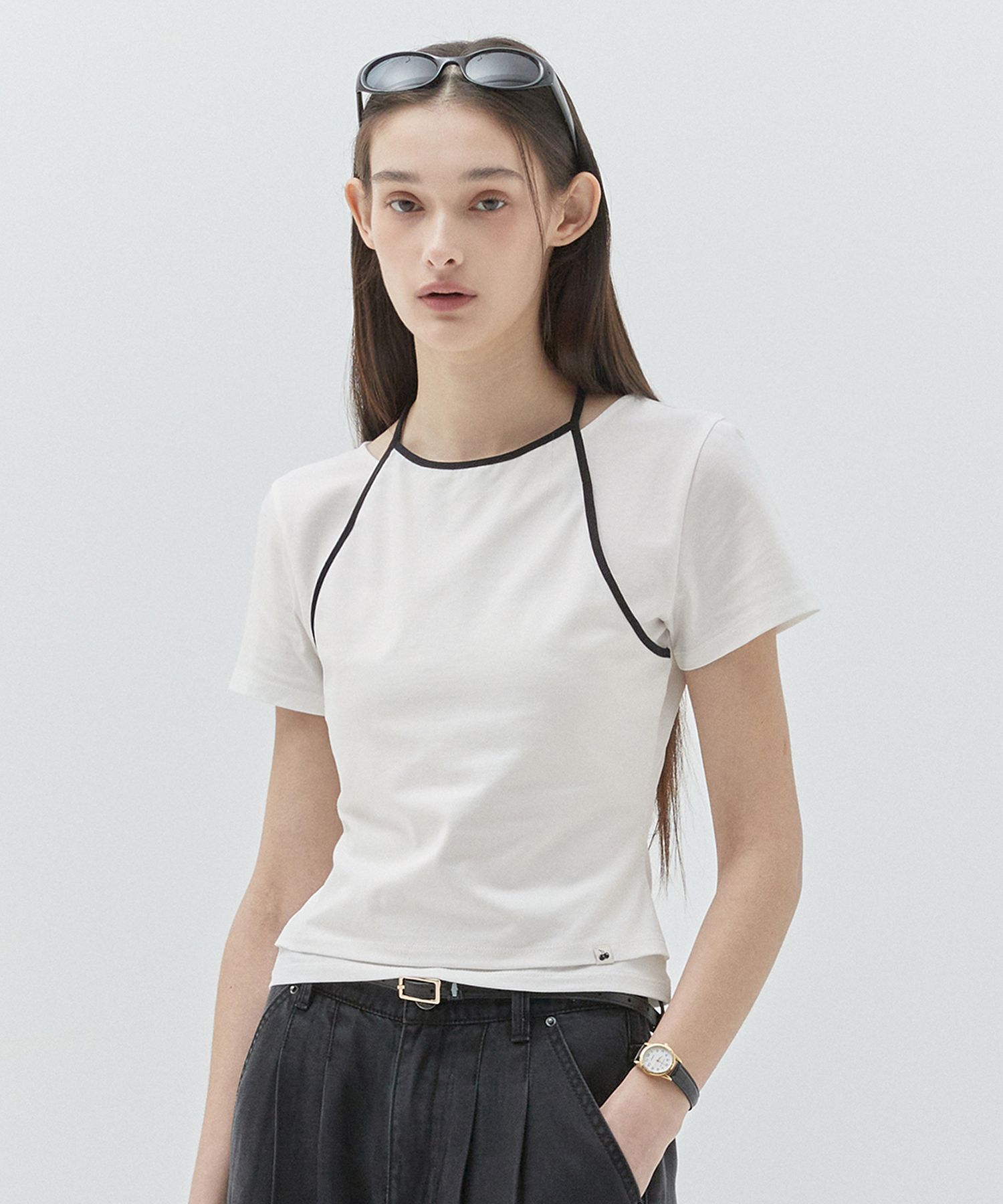 MUSINSA | KIRSH Kirsch Plain Double Layered T-Shirt [White]