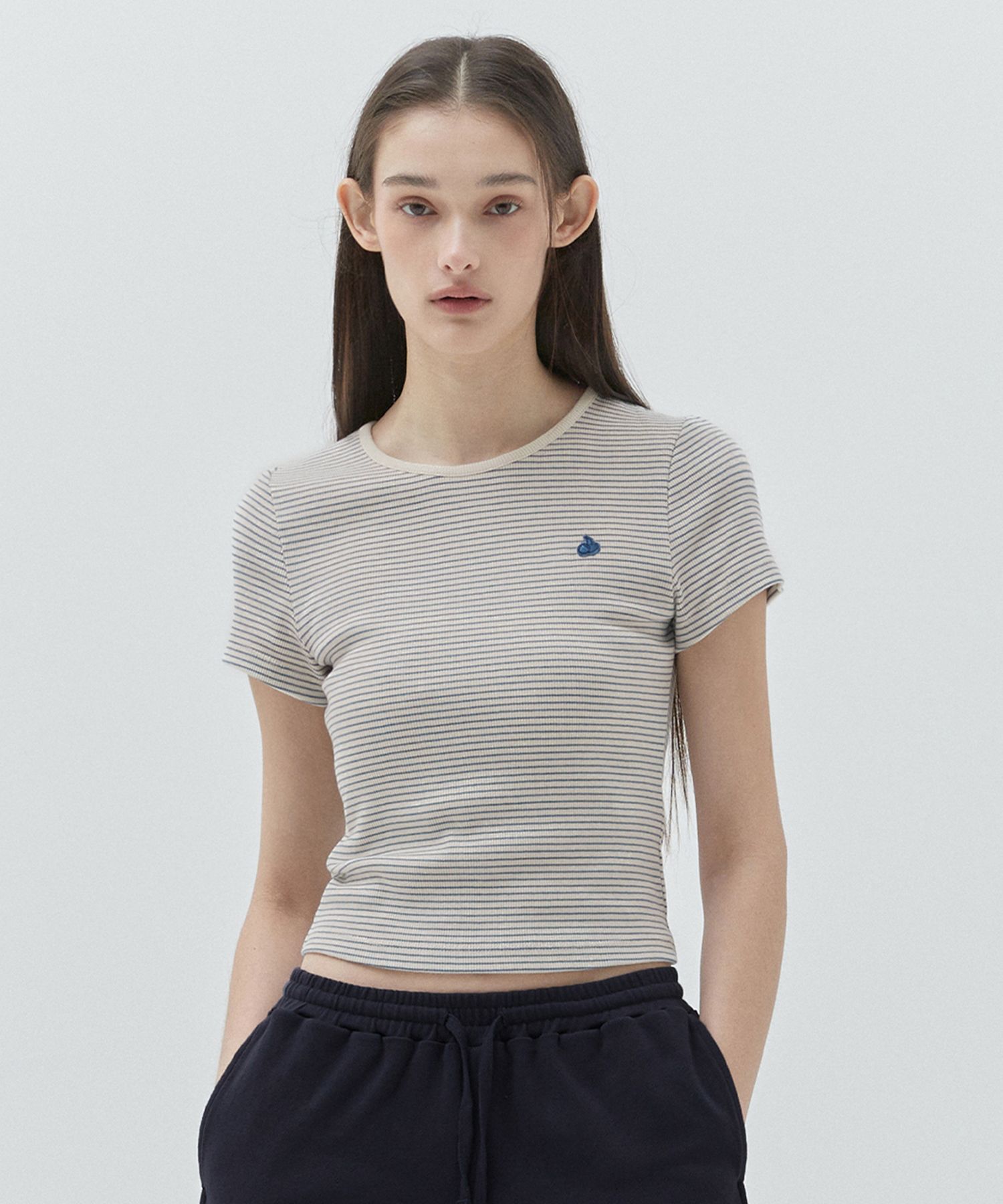 MUSINSA | KIRSH Kirsch Plain Slim Fit Stripe T-Shirt [Dark Blue]
