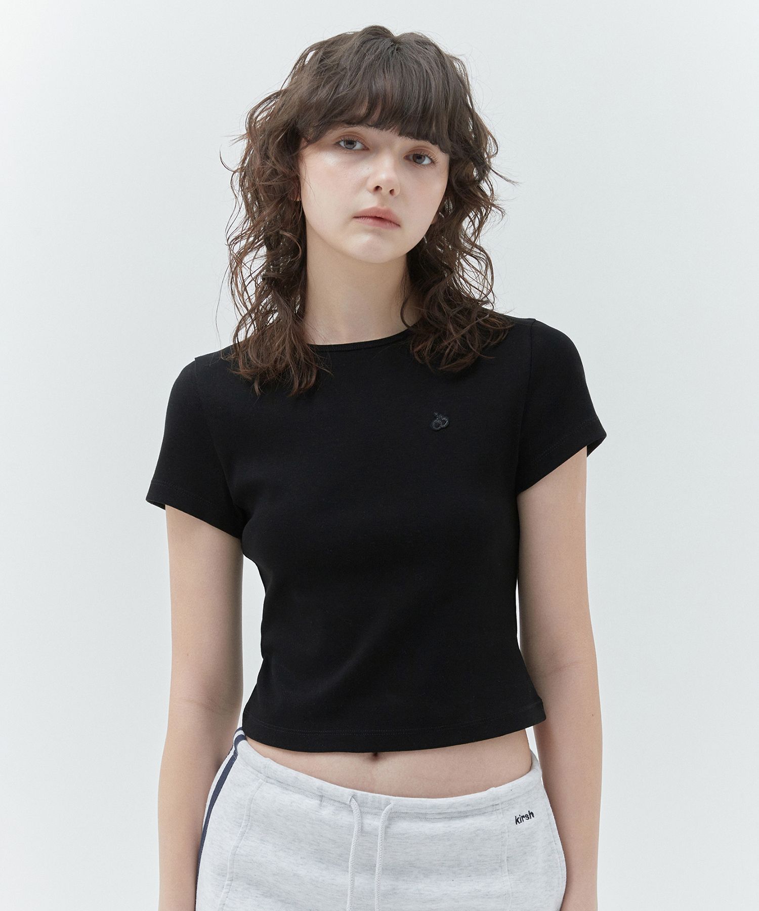 MUSINSA | KIRSH Kirsch Plain Slim Fit T-Shirt [Black]