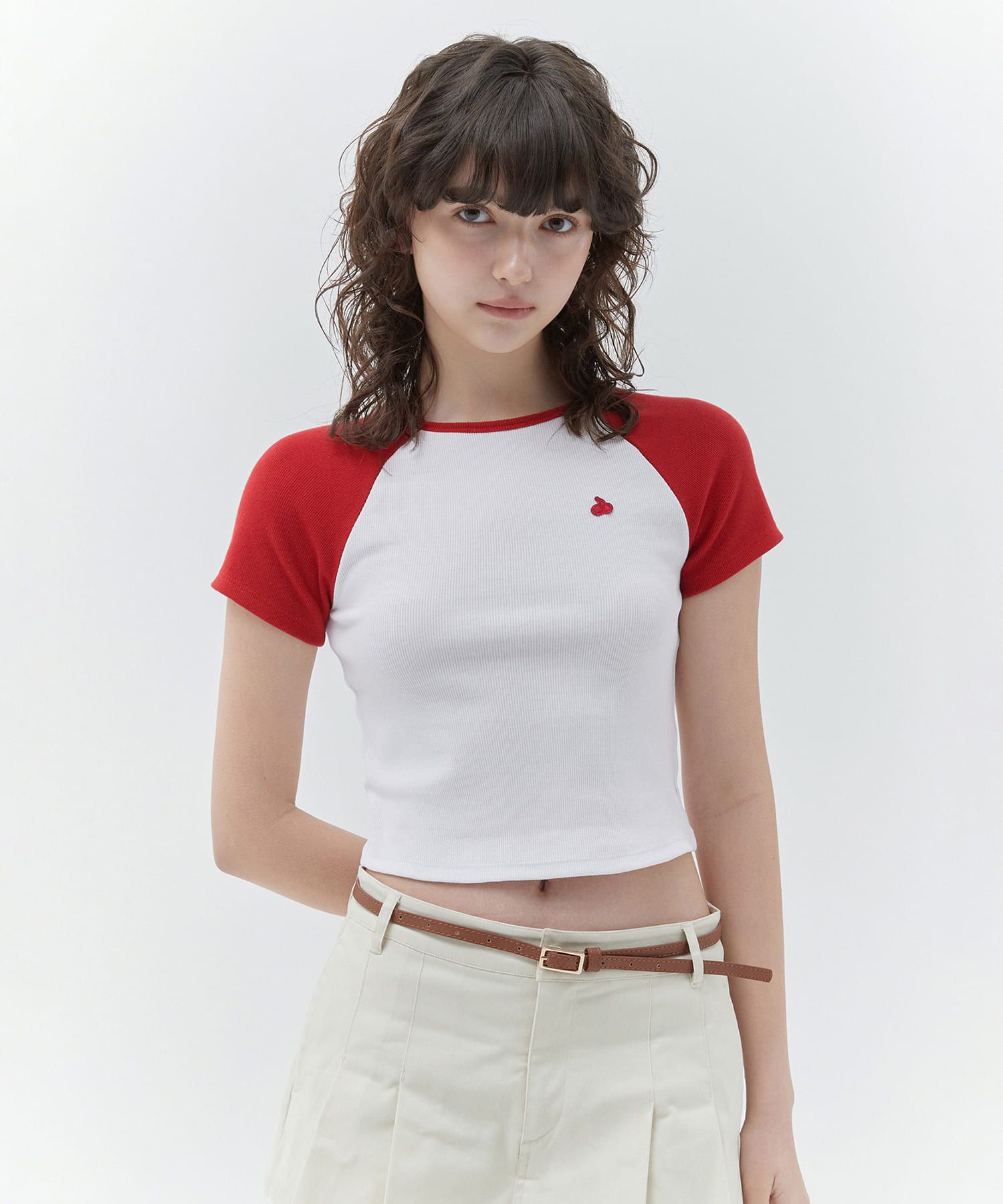 ★KIRSH★ Kirsch Plain Color Mix Raglan Crop T-Shirt Melange MUSINSA | KIRSH Kirsch Plain Color Mix Raglan Crop T-Shirt [Red]