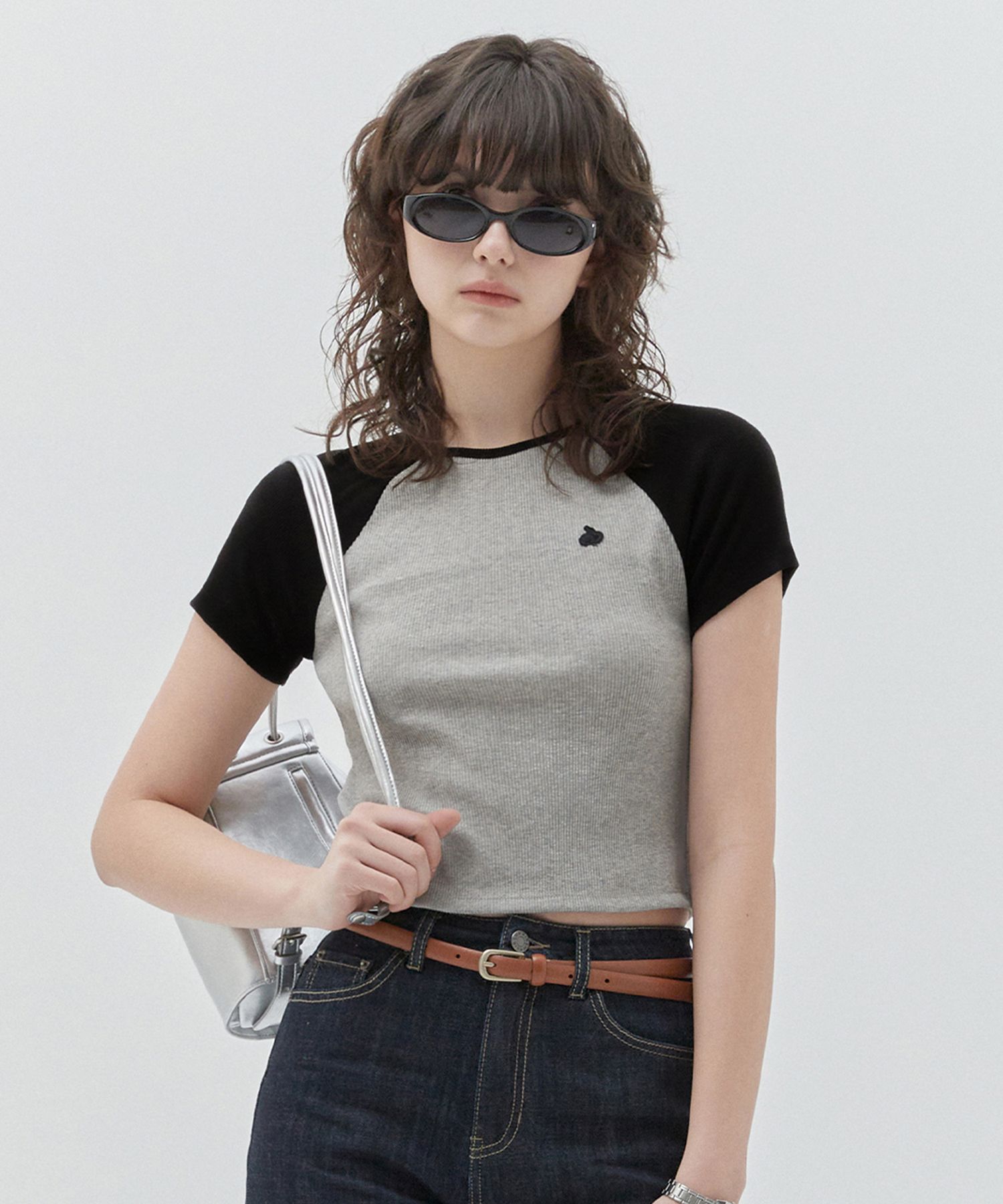 ★KIRSH★ Kirsch Plain Color Mix Raglan Crop T-Shirt Melange MUSINSA | KIRSH Kirsch Plain Color Mix Raglan Crop T-Shirt