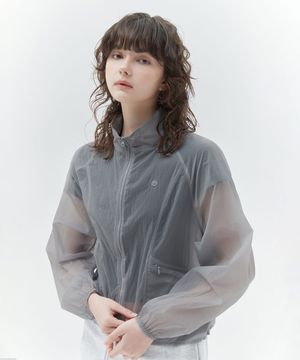 키르시 플레인 울트라라이트 크롭 윈드브레이커 [그레이]