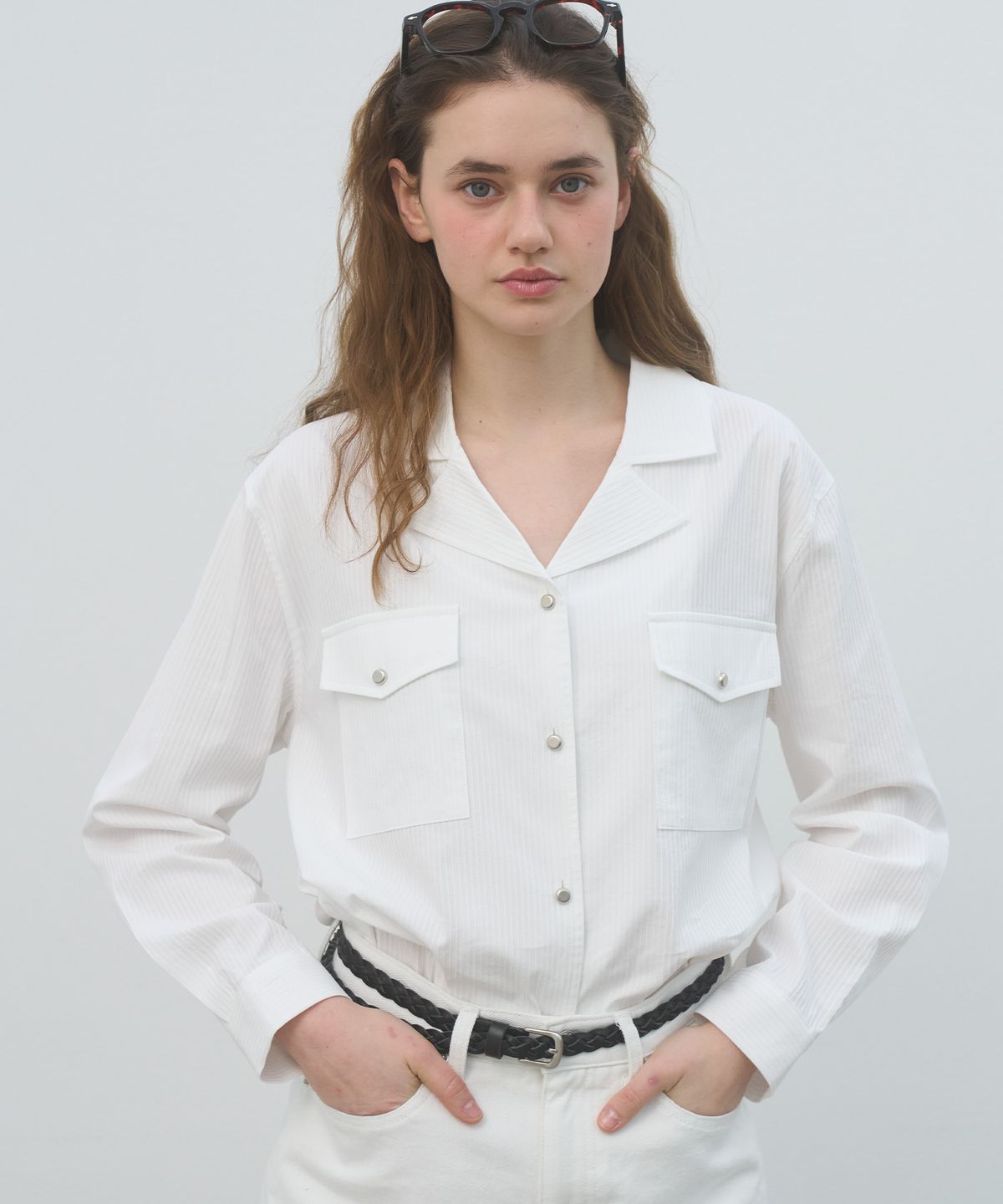 쏘이르(SO IR) (2COLOR)POCKET COLLAR BLOUSE