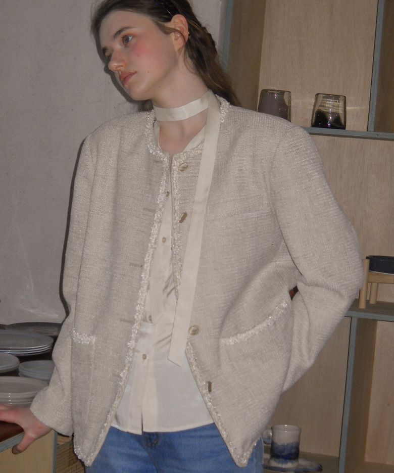 (2COLOR)TAPE TWEED JACKET