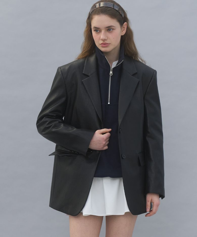 CLASSIC FAKE LEATHER JACKET - BLACK