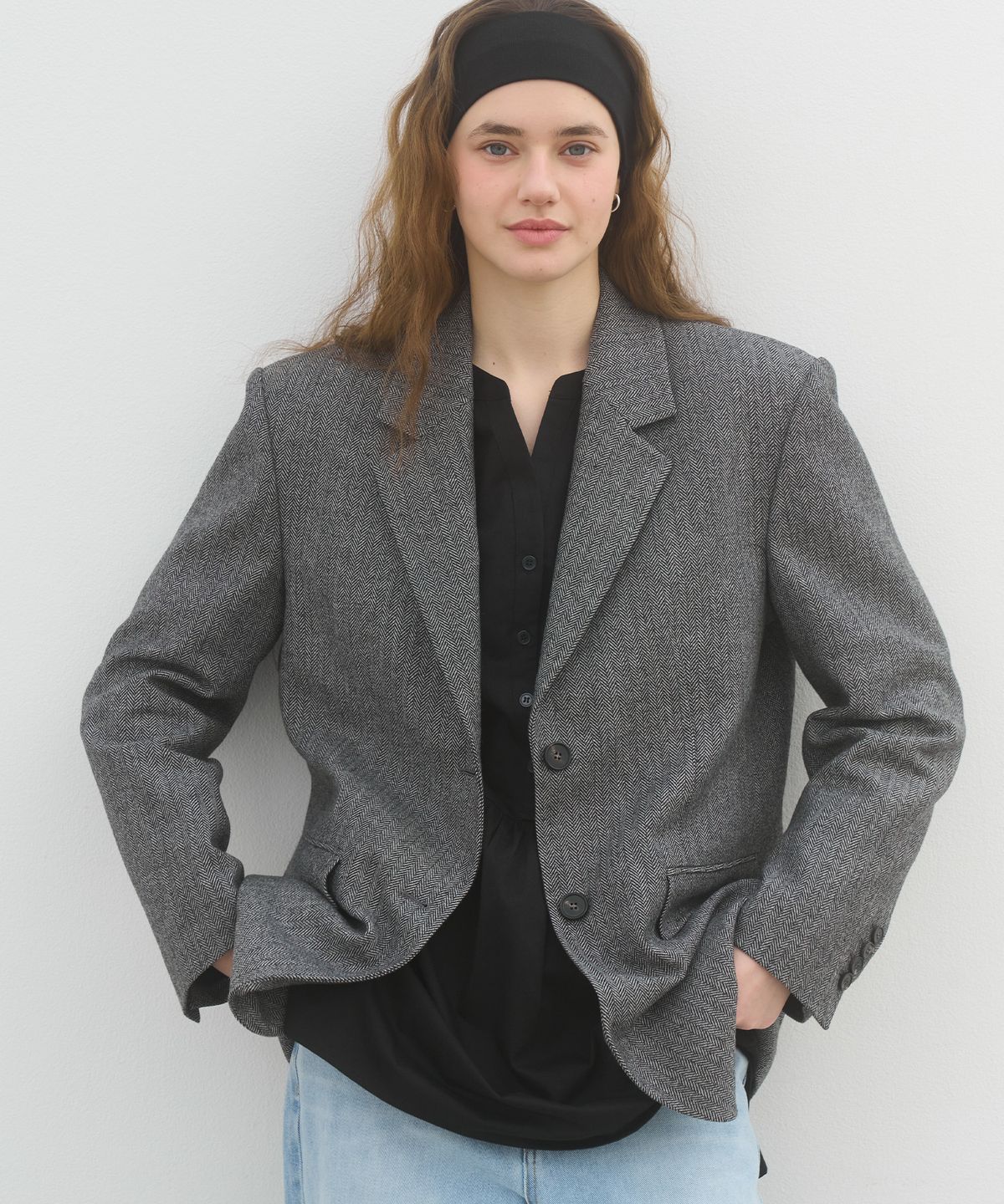 쏘이르(SO IR) CLASSIC HERRINGBONE JACKET - GRAY