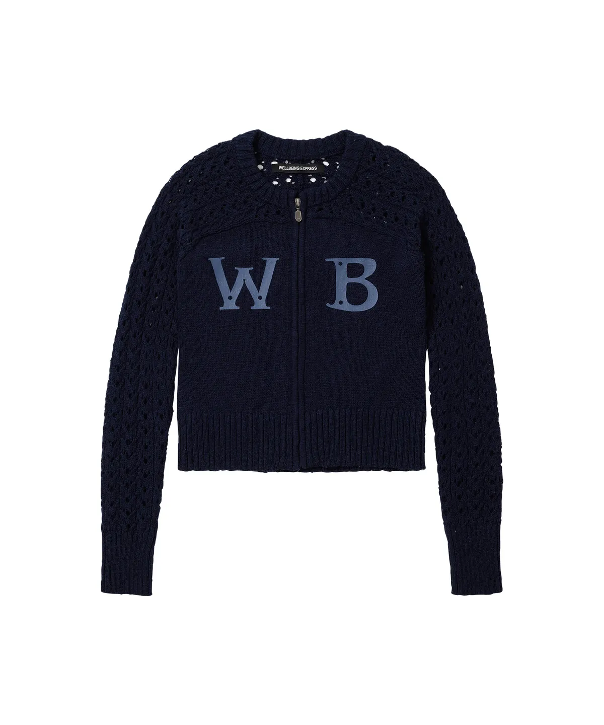웰빙익스프레스(WELLBEING EXPRESS) Crochet Knit Cardigan Navy