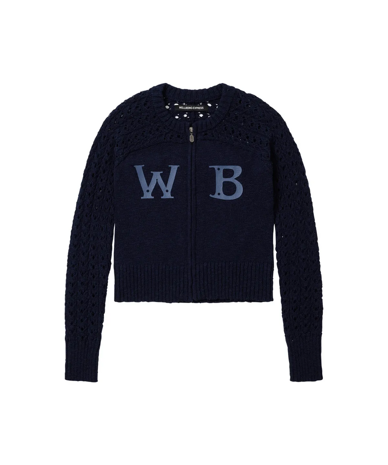 Crochet Knit Cardigan Navy