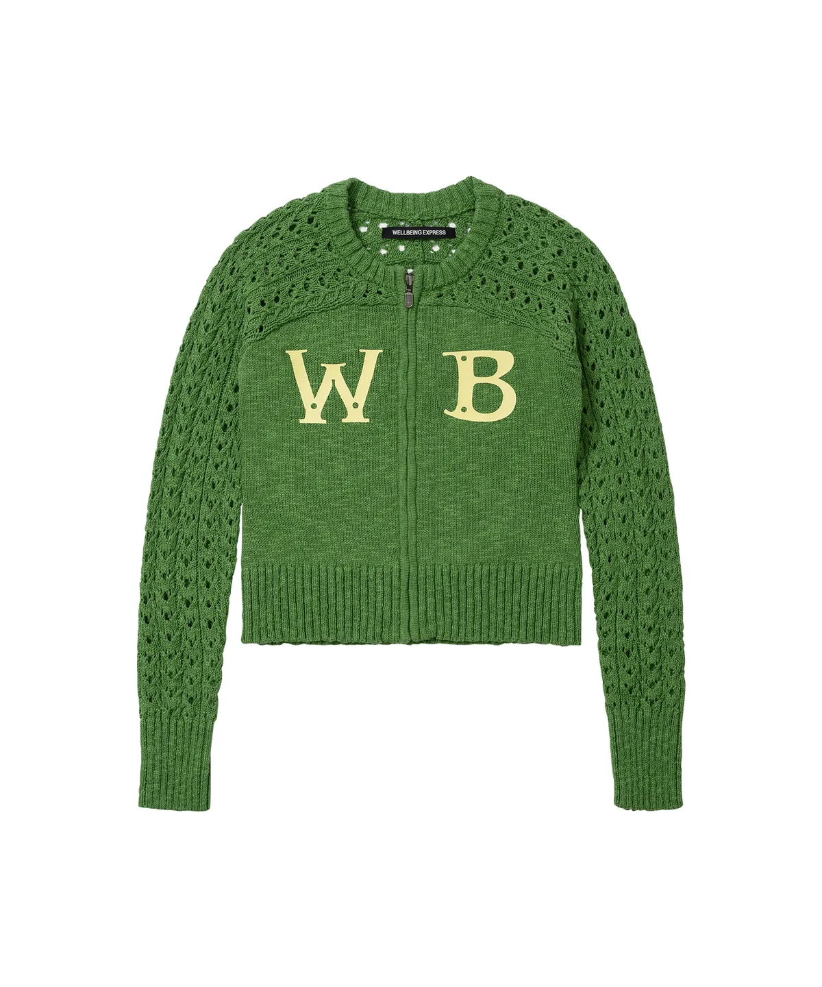 웰빙익스프레스(WELLBEING EXPRESS) Crochet Knit Cardigan Leaf Green