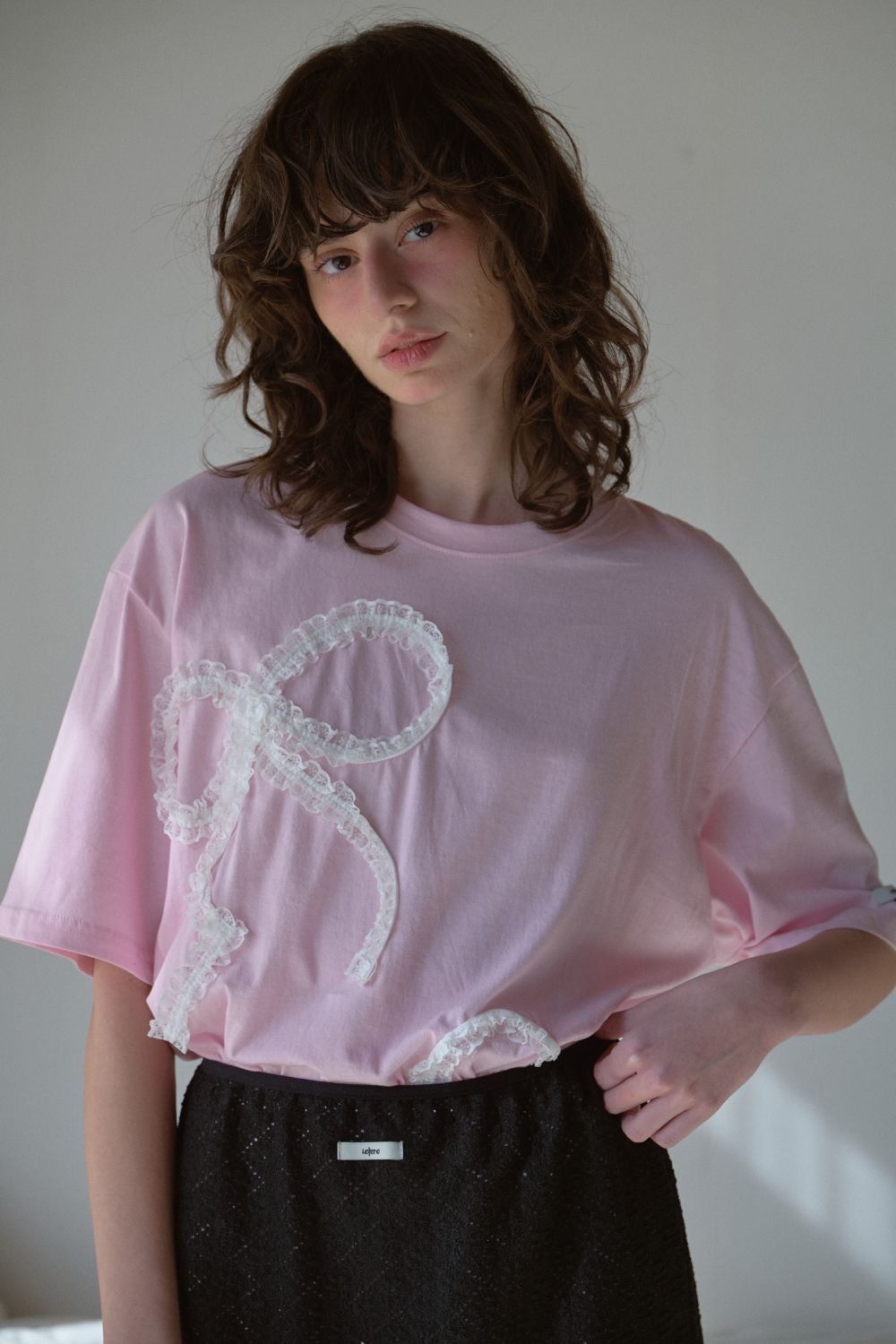 LR LACE RIBBON T-SHIRT_PINK