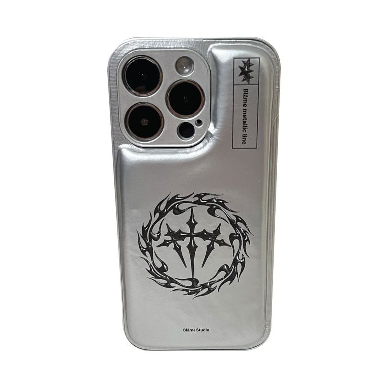 metallic silver fluffy case