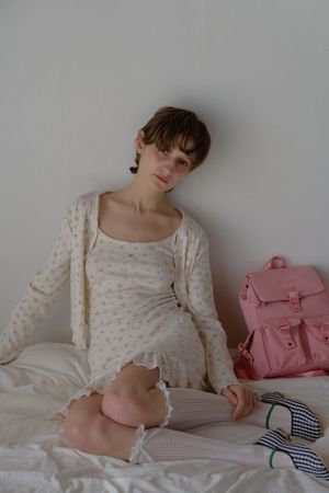 FLOWER FRILL DRESS_IVORY