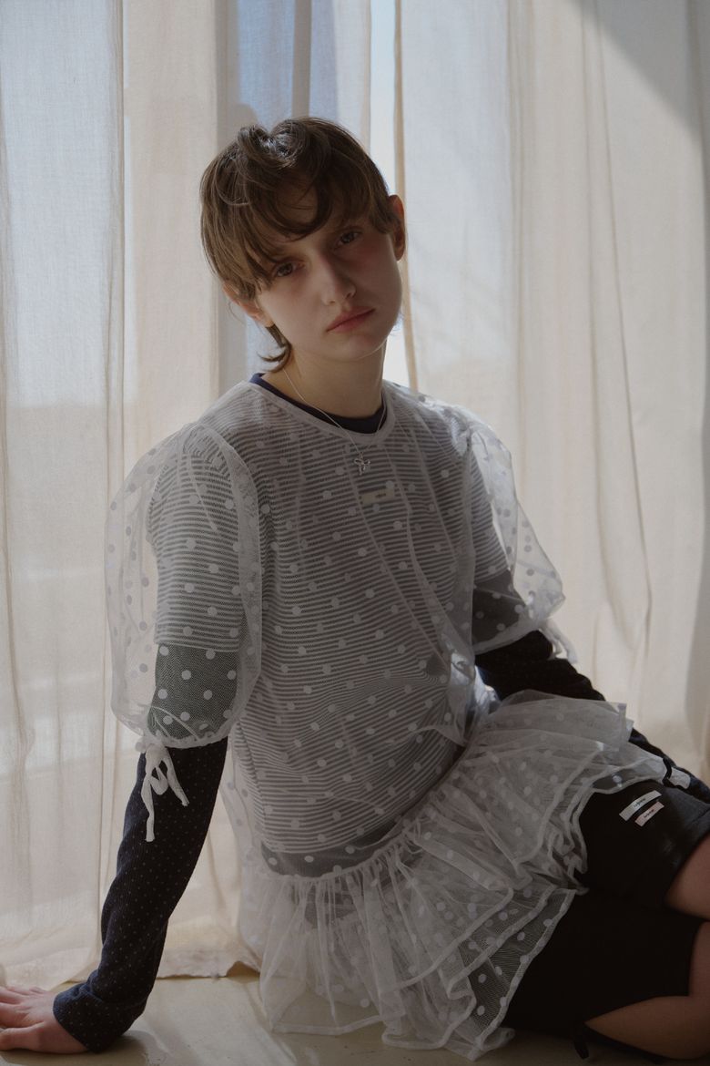 DOT HALF SLEEVE DRESS_WHITE
