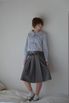 FRILL PLEATS MIDI SKIRT_GREY