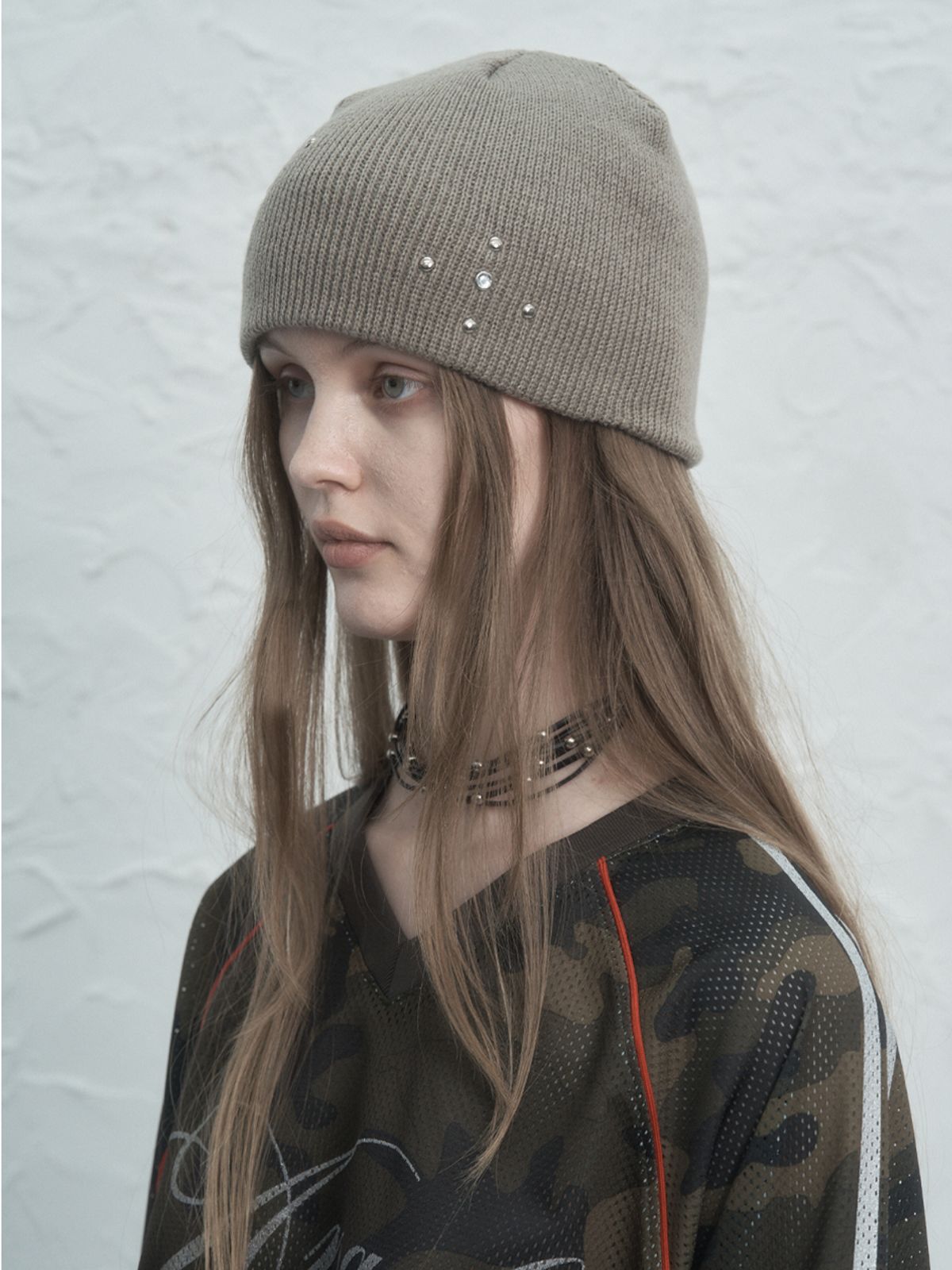 셋업이엑스이(SETUP-EXE) STUDDED BEANIE MOCHA