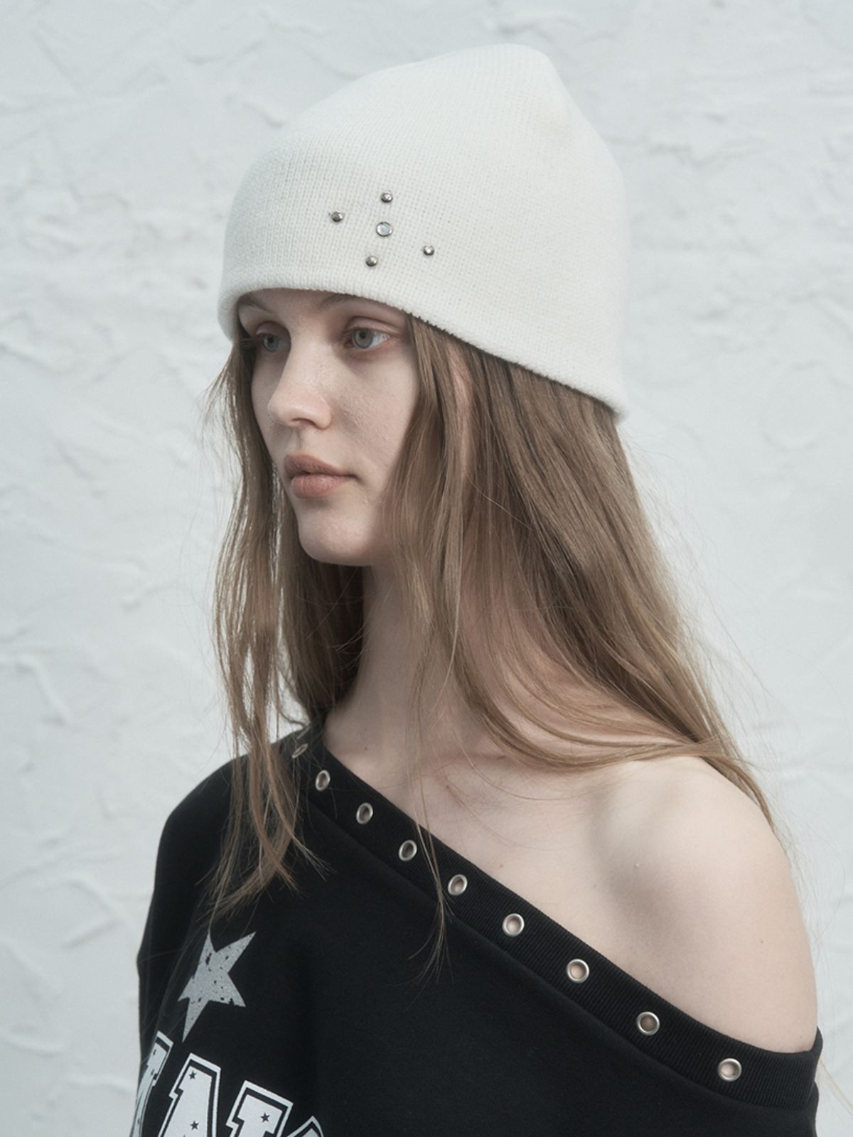 셋업이엑스이(SETUP-EXE) STUDDED BEANIE / IVORY