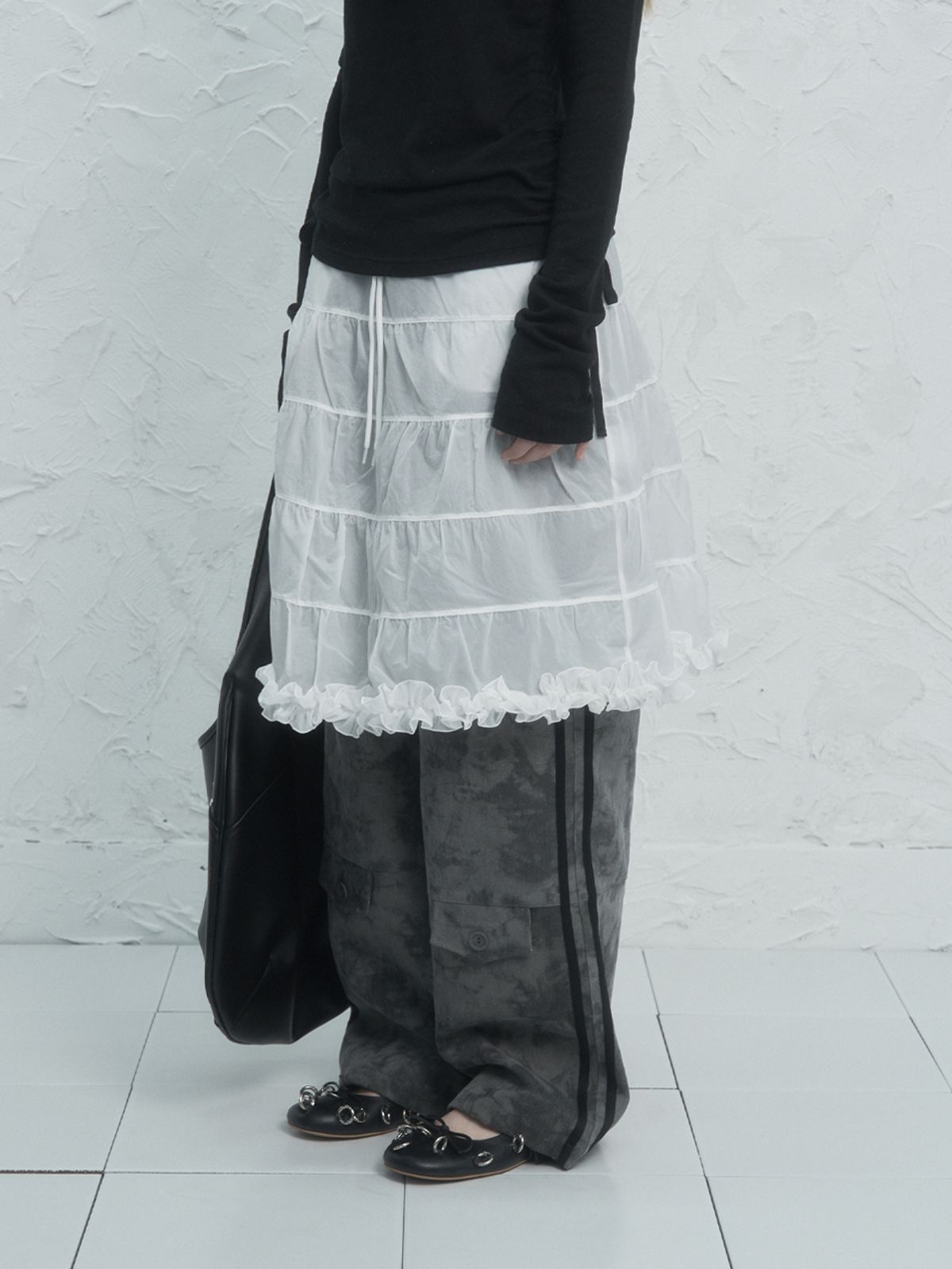 셋업이엑스이(SETUP-EXE) FRILL CANCAN SKIRT / WHITE