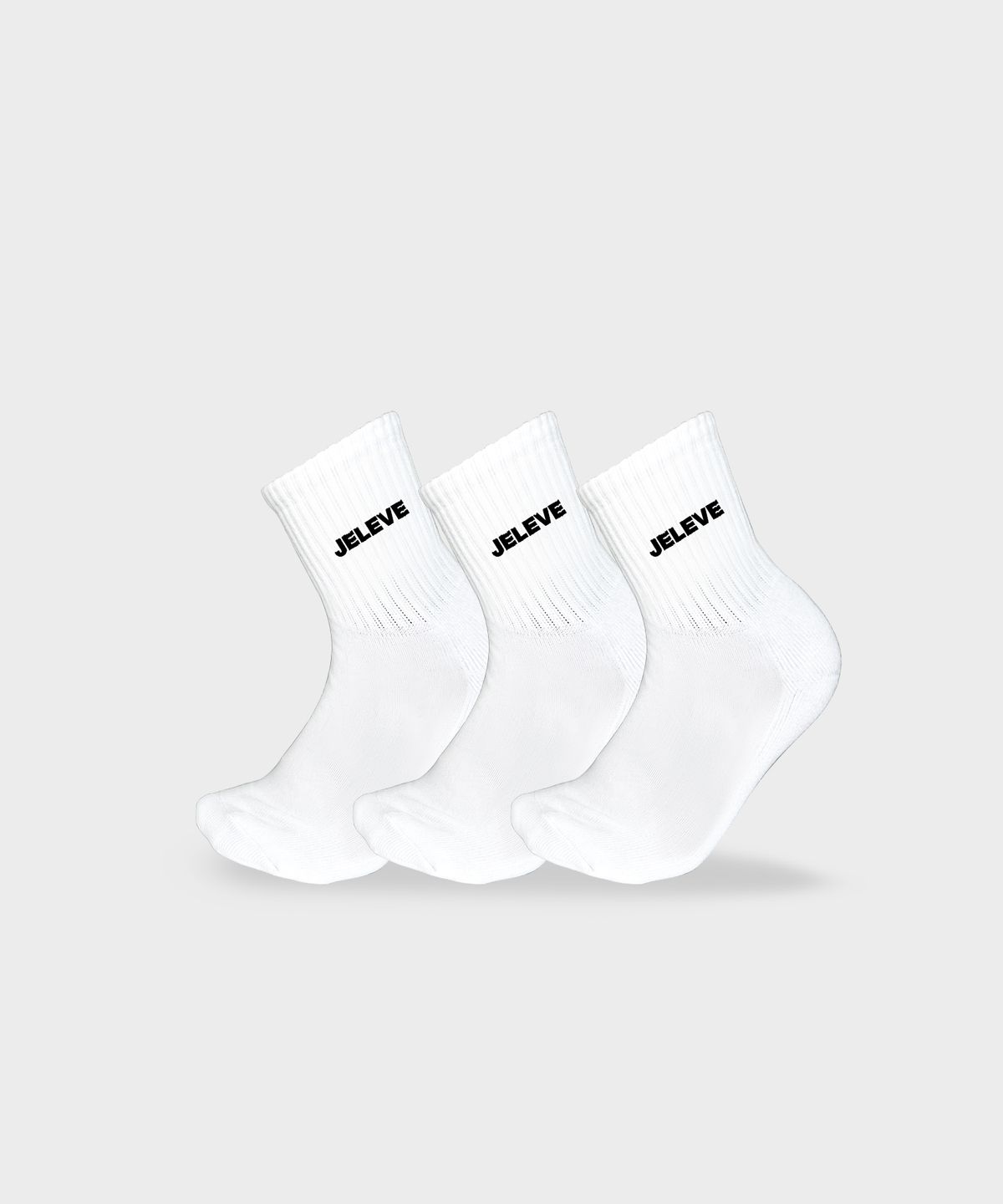 제이엘브(JELEVE) 메인로고 미드 삭스 3팩 [화이트/블랙]