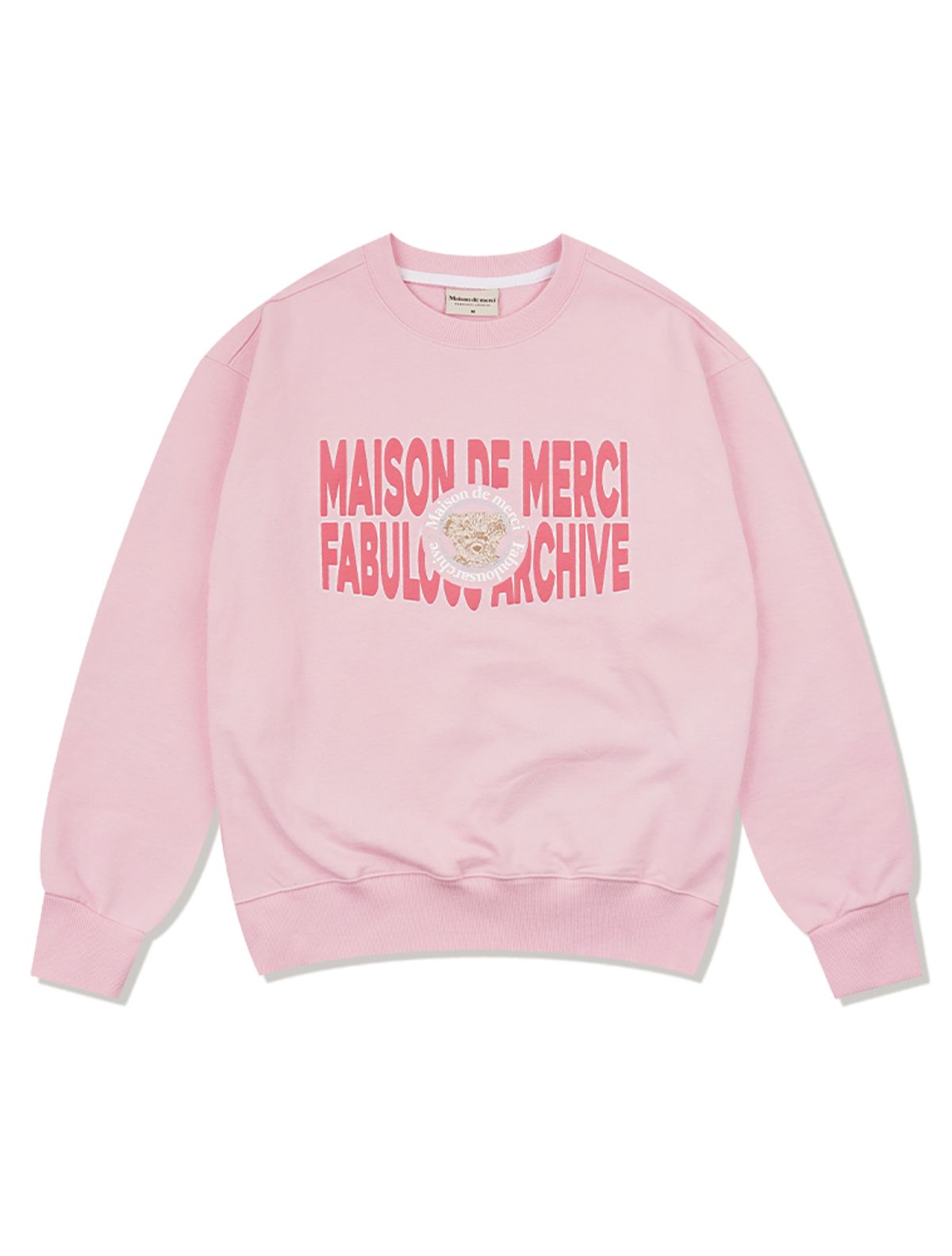 라 메종 스튜디오(LA MAISON STUDIO) UNISEX 베어프렌즈 빅로고 레귤러핏 맨투맨 핑크(FCF1TS325M)