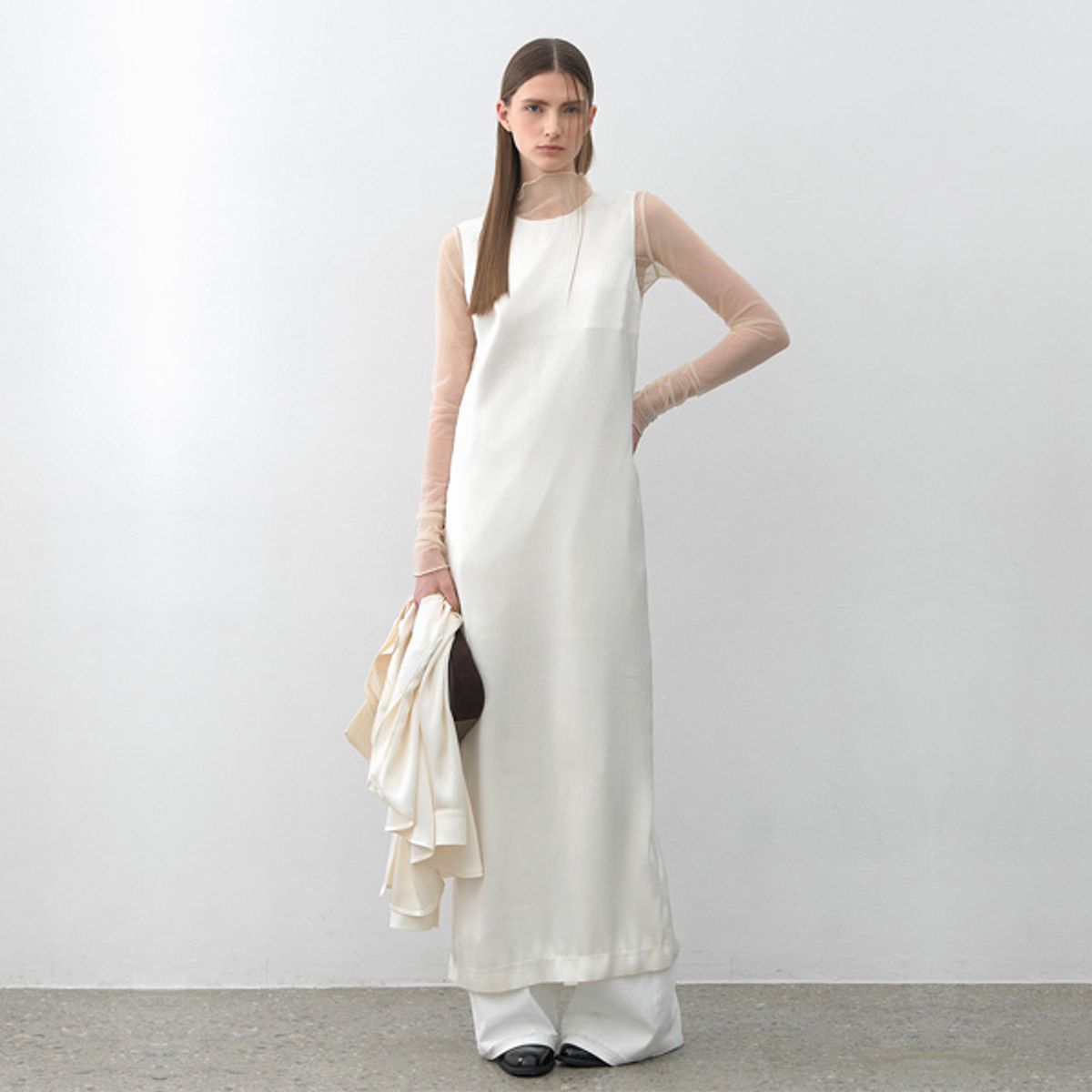 아틀리에 나인(ATELIER NAIN) SATIN STRING NECK LONG DRESS(OP-6251)