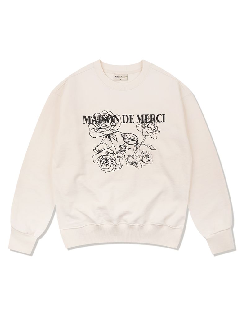 UNISEX 로즈 엠보 블러 레귤러핏 맨투맨 크림(FCF1TS328M)