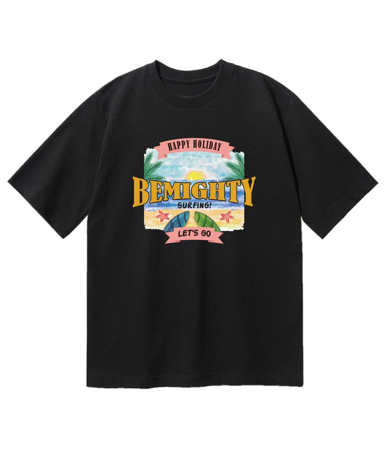 썸머 비치 수채화 드로잉 오버핏 반팔티셔츠