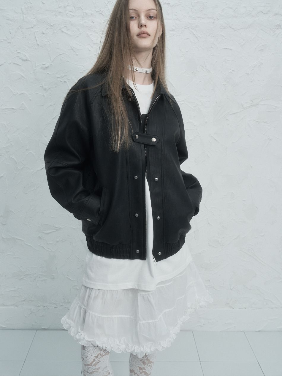 【SETUP-EXE】25ss STUDDED BOMBER JACKET 셋업이엑스이(SETUP-EXE) STUDDED BOMBER JACKET / BLACK