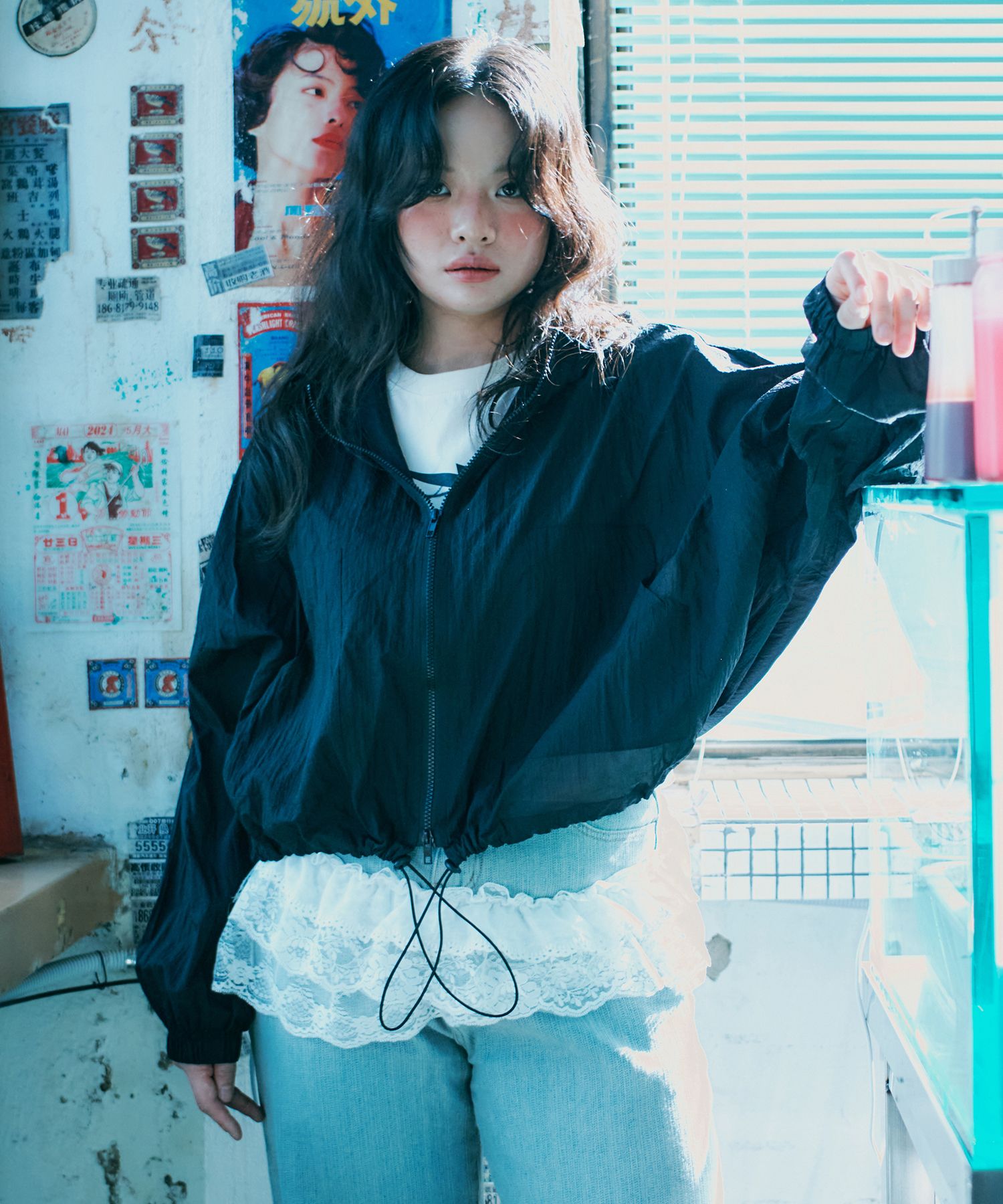 MUSINSA公式 | SOME PLACE [WAVE] String Pull-Up Light Nylon Hooded ...