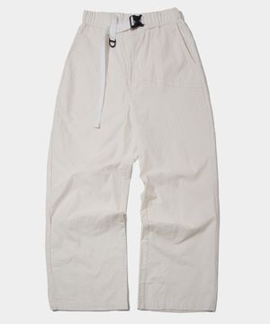 와이드 벨티드 버클 코듀로이 유니크 코튼 밴딩 팬츠[크림]