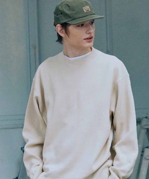 데일리 미니멀 라운드 크루넥 루즈핏 긴팔 니트_4COLOR