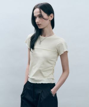 수피마 코튼 튜브탑 레이어드 반팔 티셔츠 크림 MDTS077CREAM