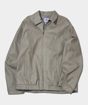 스탠다드 카라 투웨이 집업 바이커 레더 밴딩 자켓[베이지]