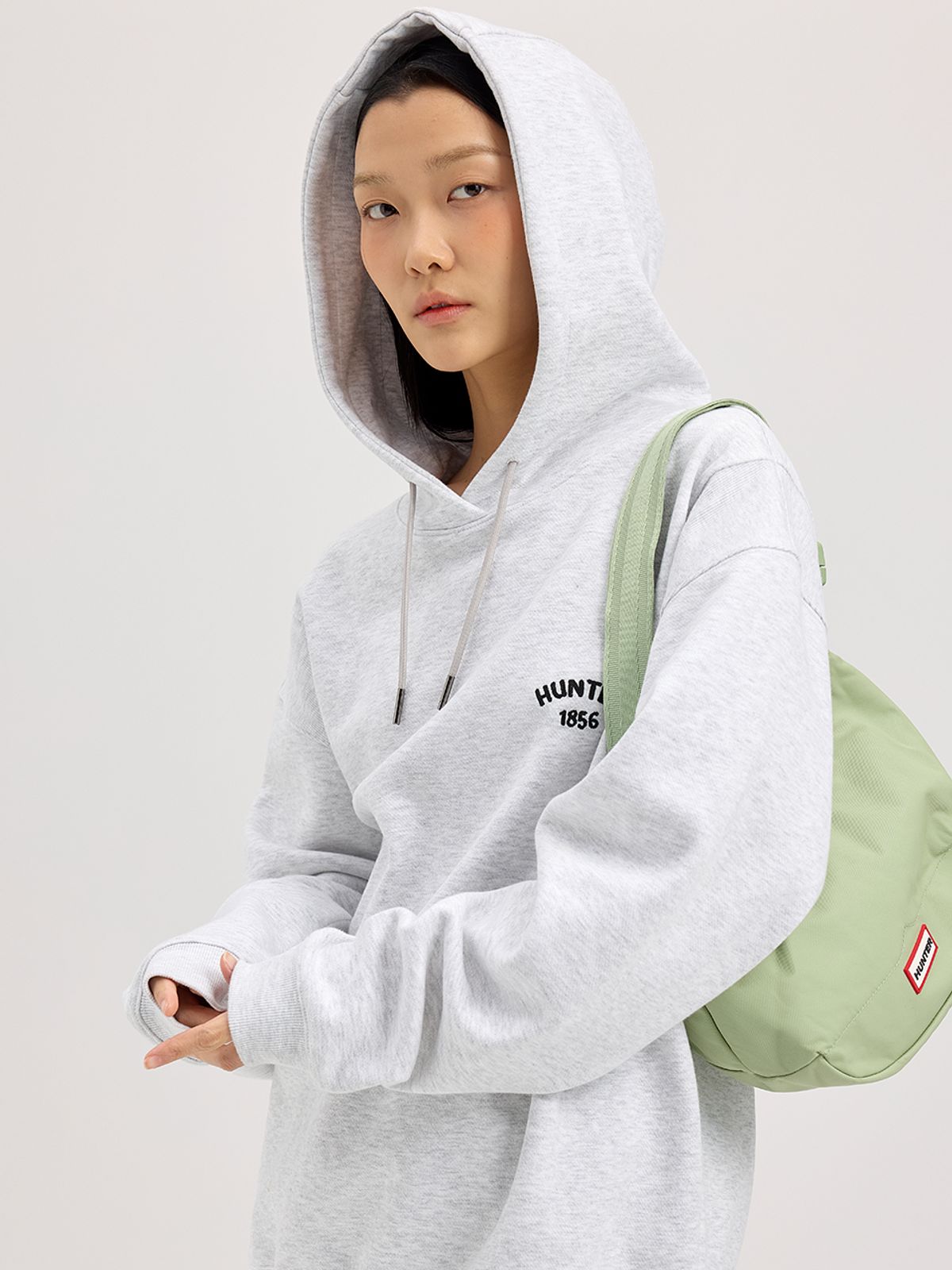 헌터(HUNTER) [UNISEX] 1865 로고 자카드 후디 - 멜란지그레이 HCW0001AHZMEG