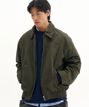 빈티지 워싱 절개 디테일 카라넥 코튼 집업 봄버 점퍼_3COLOR