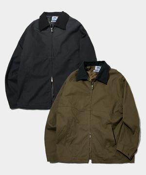 바버 헌팅 카라 배색 절개 트러커 자켓 코튼 점퍼_2COLOR