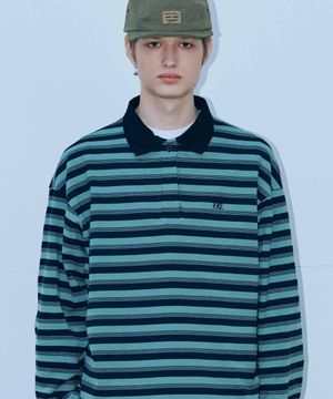 멀티 스트라이프 럭비 피펫 카라 폴로 긴팔 티셔츠_3COLOR