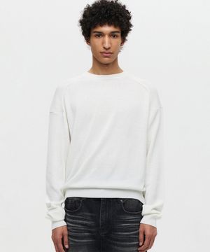 아머 라운드 크롭 니트 화이트