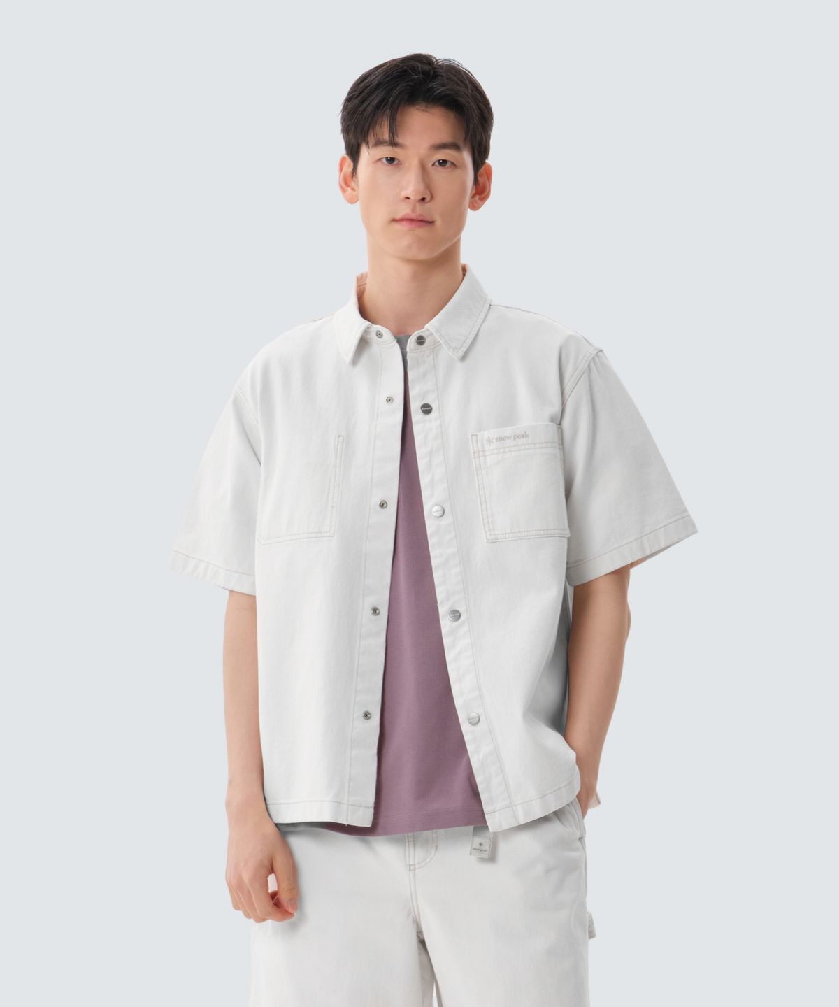 스노우피크 어패럴(SNOWPEAK APPAREL) 데님 반팔 셔츠 (S25ZMFSH76) Ivory
