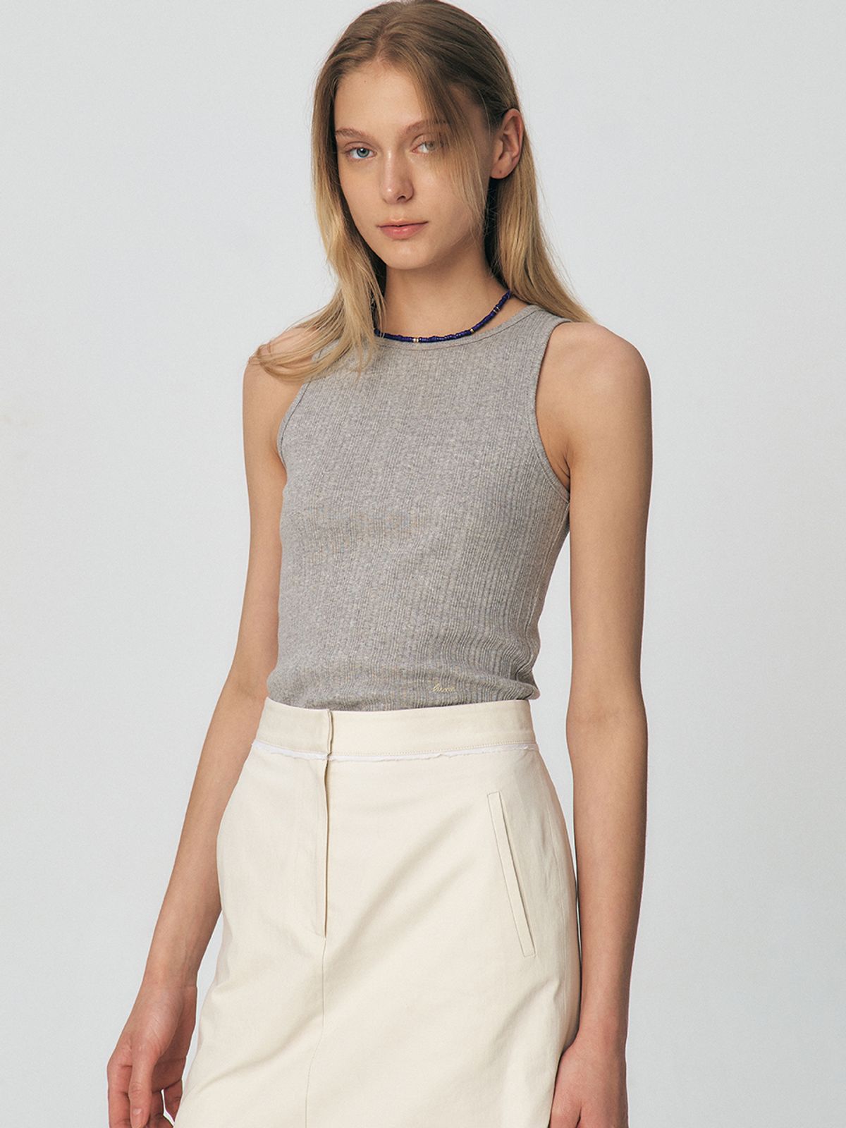 쿠메(KUMÉ) Basic Tank Top, Melange Gray