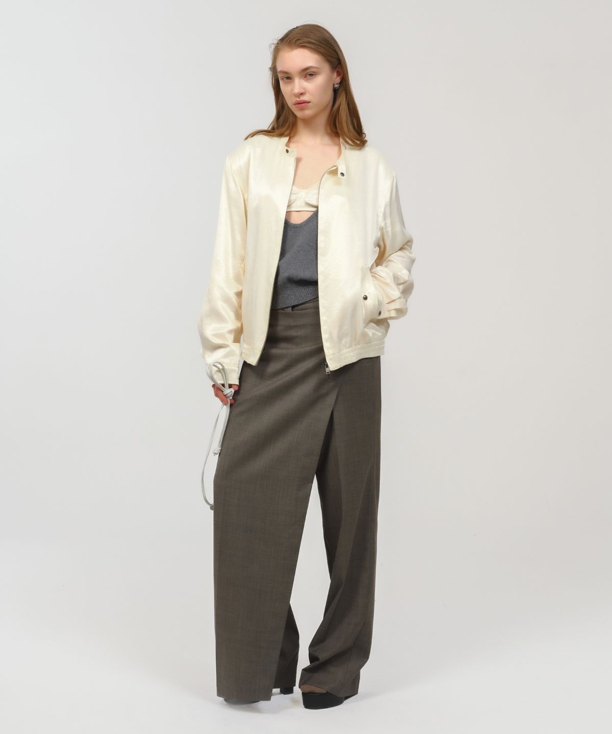 문선 아카이브(MOONSUN ARCHIVE) 2-Way Skirt Layered Pants / Greyish Brown