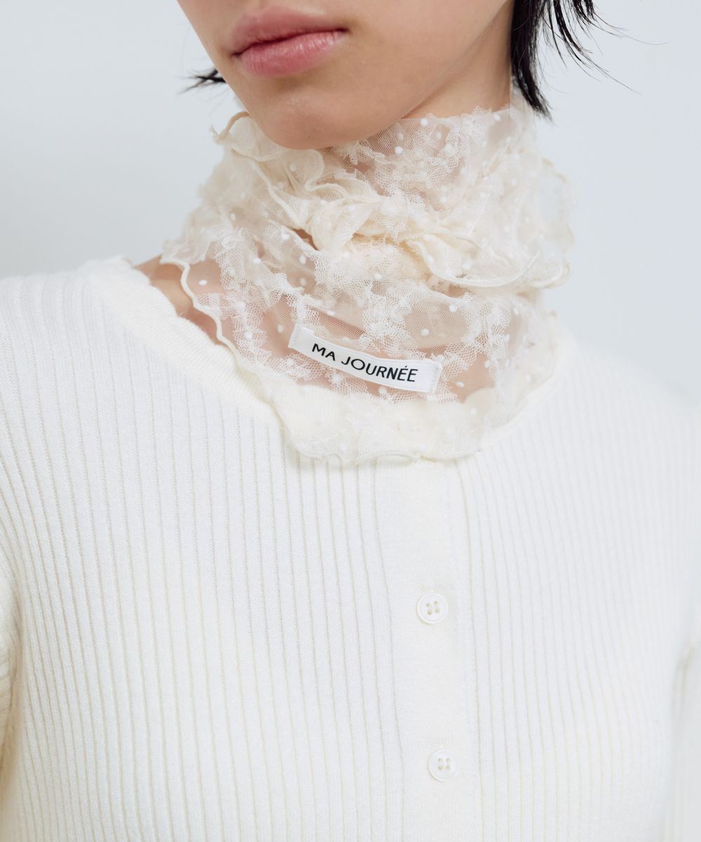 FRILL DOT SCARF_CREAM