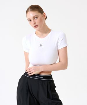 우먼 플로우 크롭 숏슬리브 2컬러