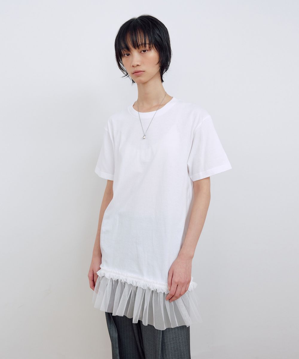 SHIRRING DETAIL T-SHIRT_WHITE