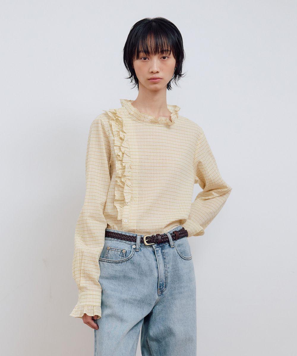 ASYMMETRY RUFFLE BLOUSE_YELLOW