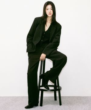 [서예지 PICK] TAILORED STRIPE SUIT SET UP_BLACK