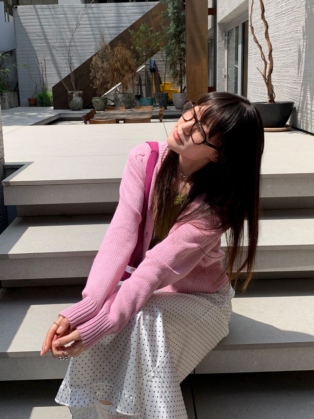 TULIP APPLIQUE CARDIGAN_PINK