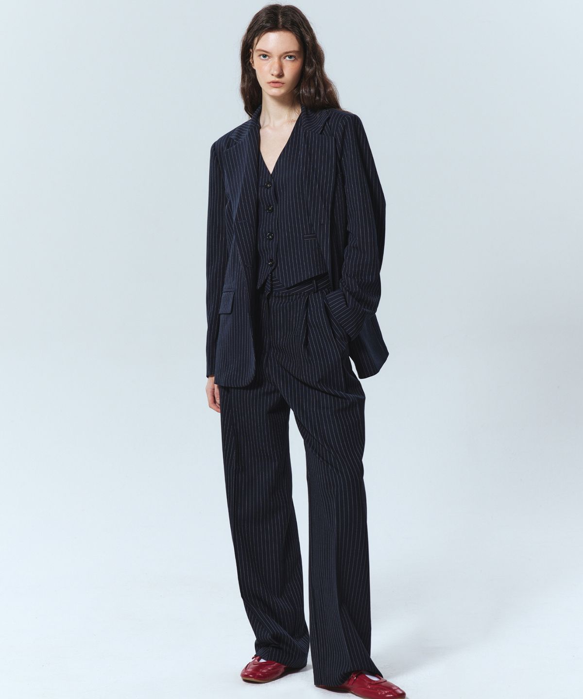 닉앤니콜(NICK&NICOLE) TAILORED STRIPE SUIT SET UP_NAVY