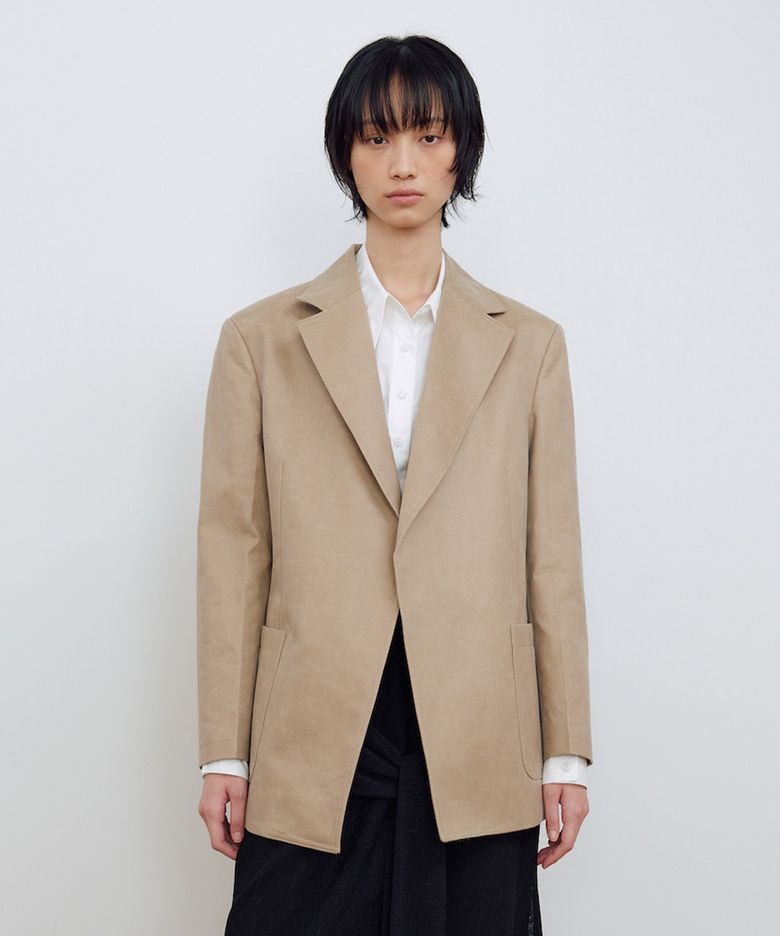 SINGLE OUT POCKET SUEDE JACKET_BEIGE