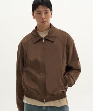 풀업 스웨이드 미니멀 웨스턴 절개 카라 집업 자켓[브라운]