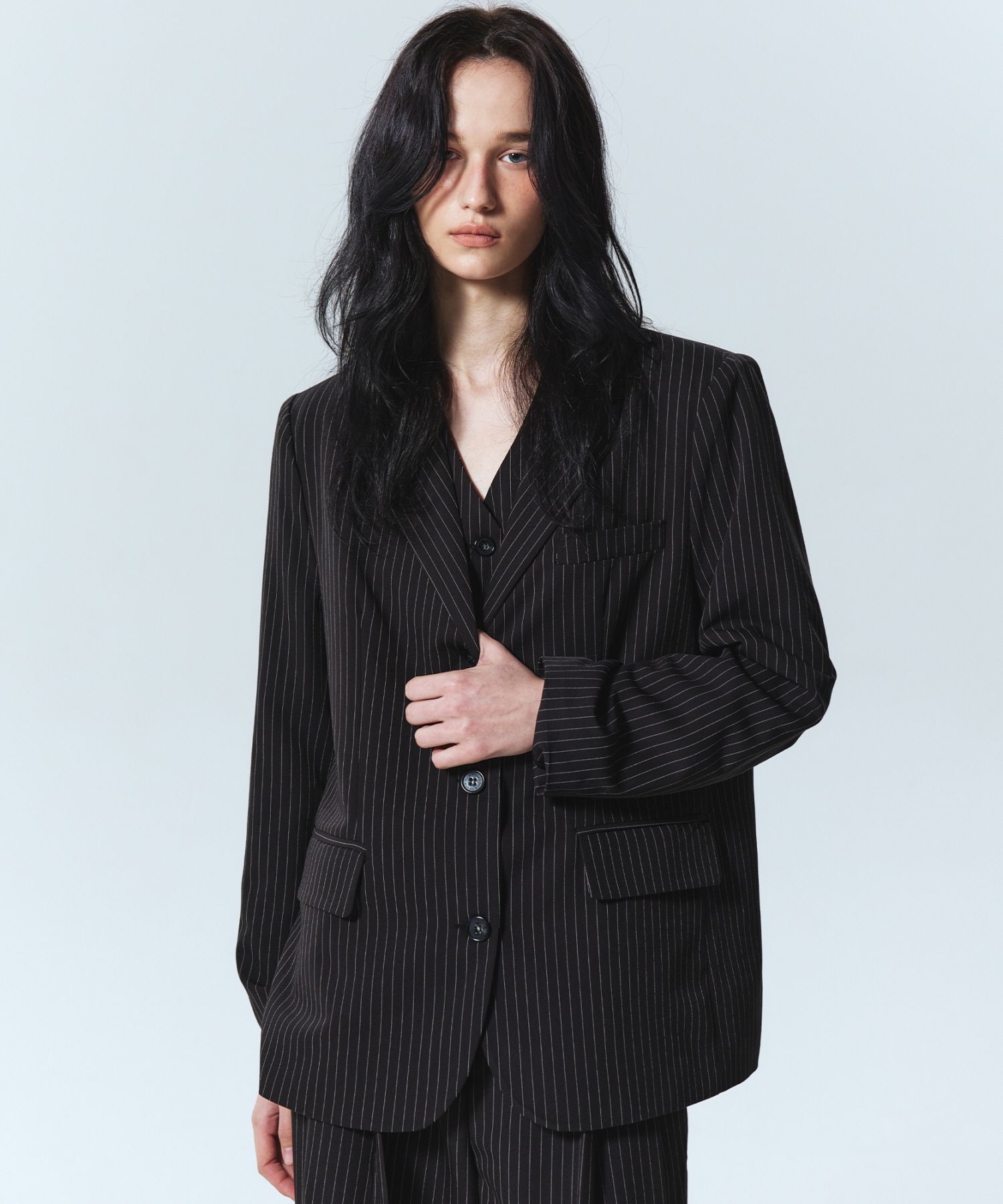 ジャケット NICK&NICOLE TAILORED STRIPE SINGLE JACKET 5BJH1190 MUSINSA | NICK&NICOLE TAILORED STRIPE SINGLE JACKET_BLACK